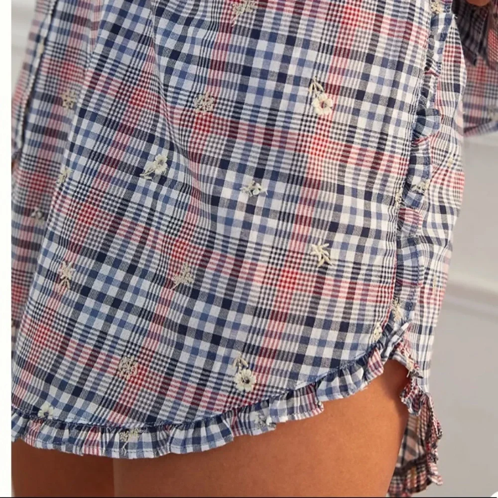 Anthropologie-Embroidered Plaid Pajama Set - Picture 4 of 4